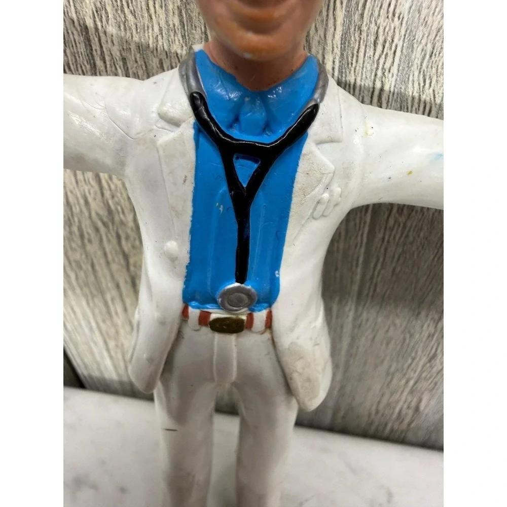 Vintage 1994 Doctor Action Figure Blonde Male Medical Toy White Suit Bendy